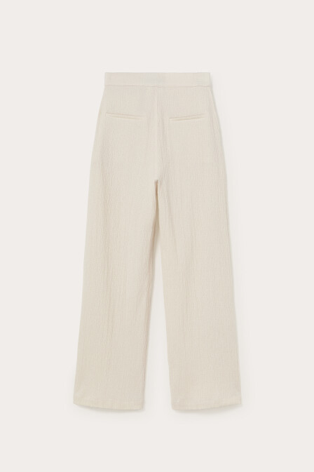 Cloe Ecru Textured Trousers - 3