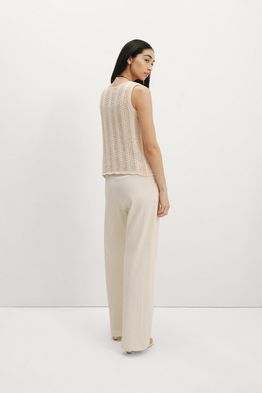 Cloe Ecru Textured Trousers - 6