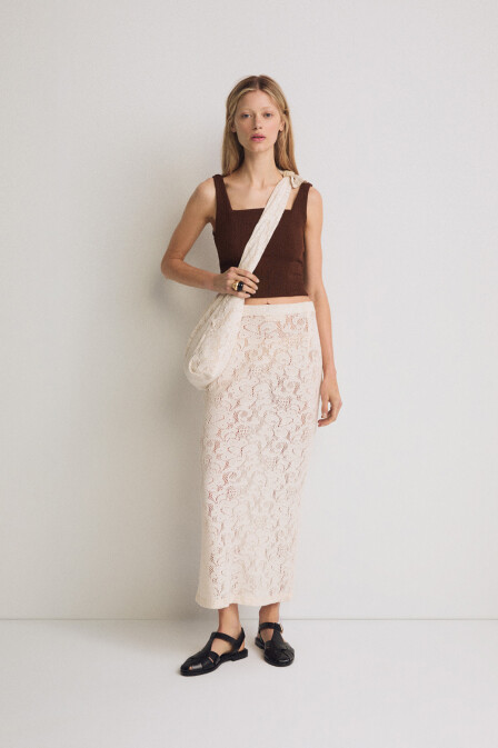 Crochet Slim Fit Long Skirt - 1