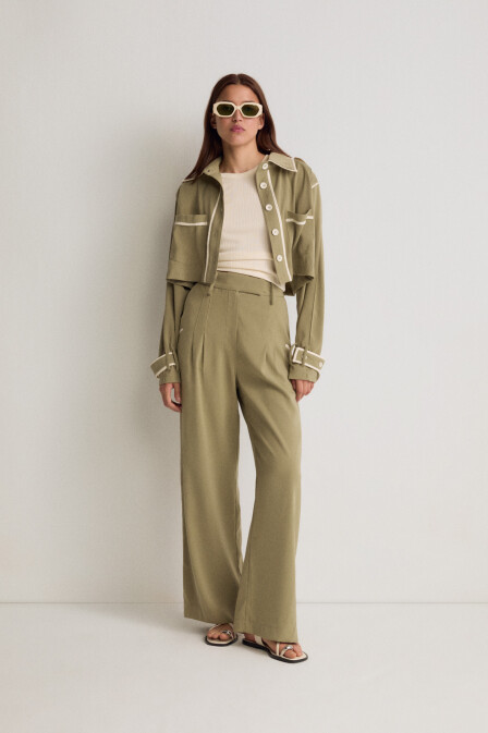 Crop Jacket with Epaulettes - 3