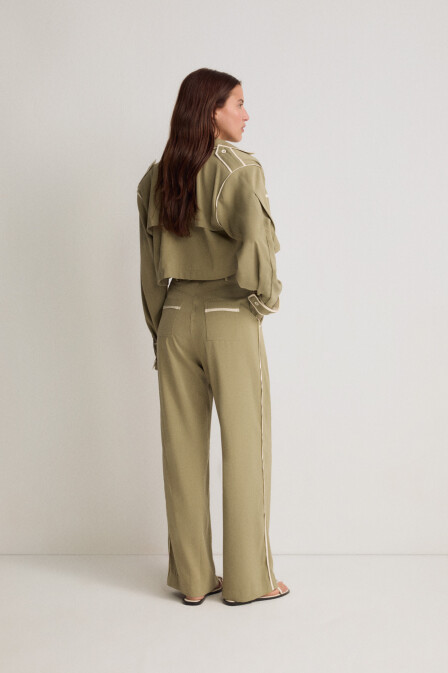 Crop Jacket with Epaulettes - 4