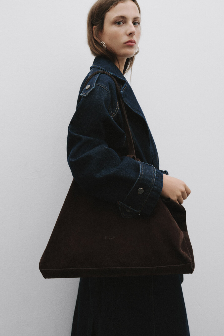 Dark Blue Denim Long Trench Coat - 6