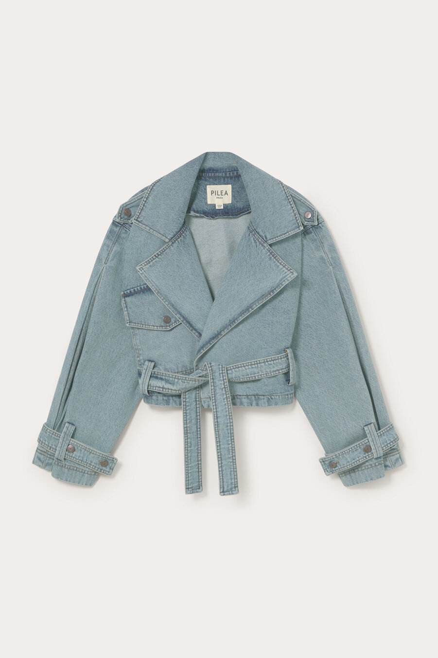 Denim Mini Trench Coat - 2