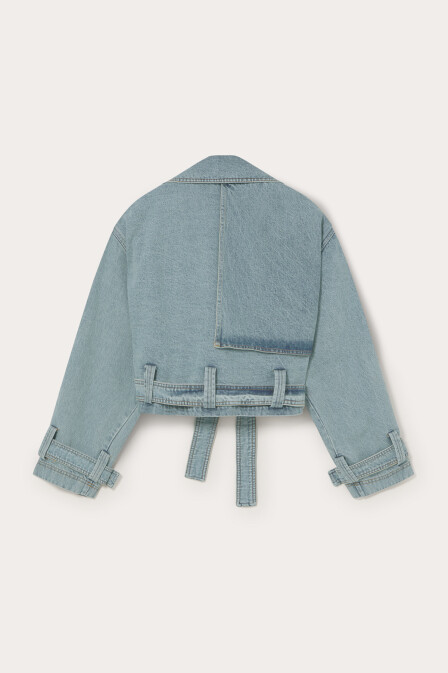 Denim Mini Trench Coat - 3