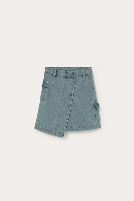Denim Mini Wrap Skirt - 2
