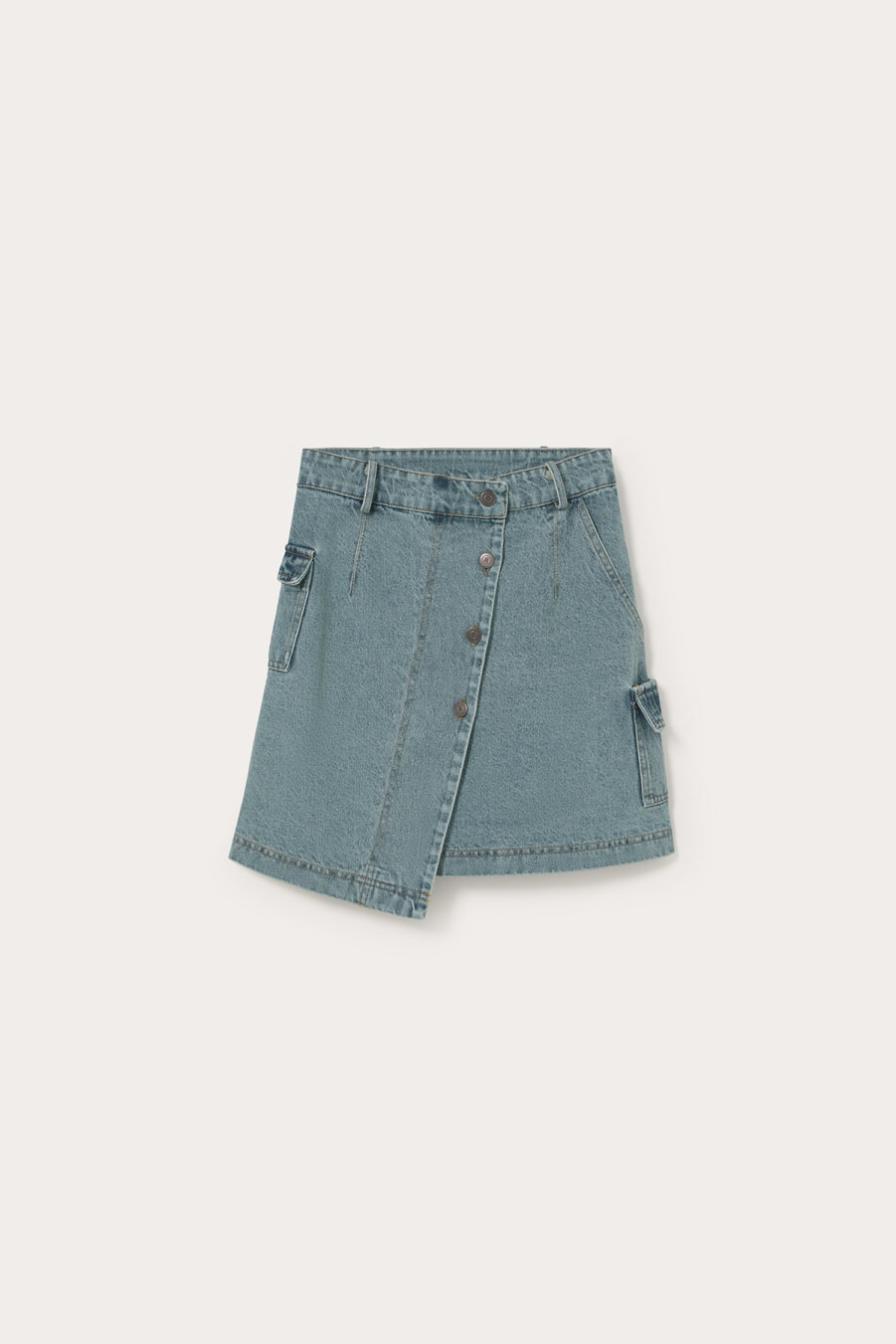 Denim Mini Wrap Skirt - 2