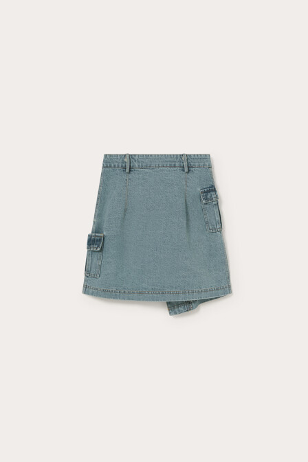 Denim Mini Wrap Skirt - 3