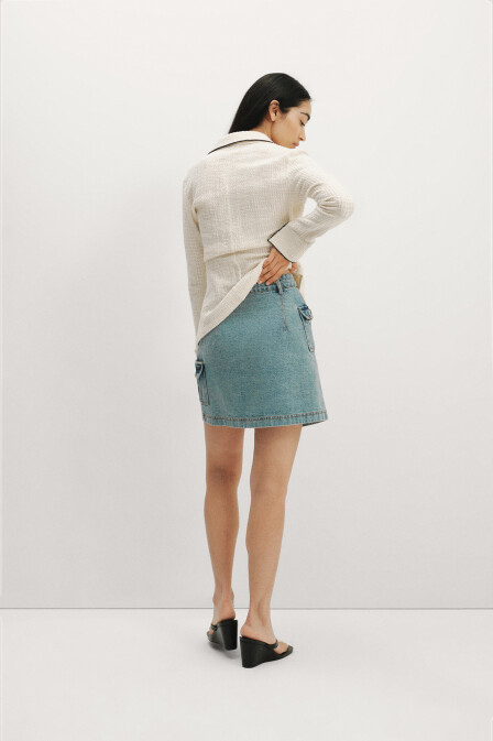 Denim Mini Wrap Skirt - 5