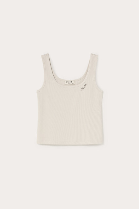 Ecru Embroidered Detailed Thick Strap Tank Top - 2