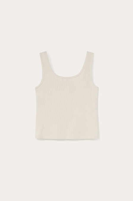 Ecru Embroidered Detailed Thick Strap Tank Top - 3