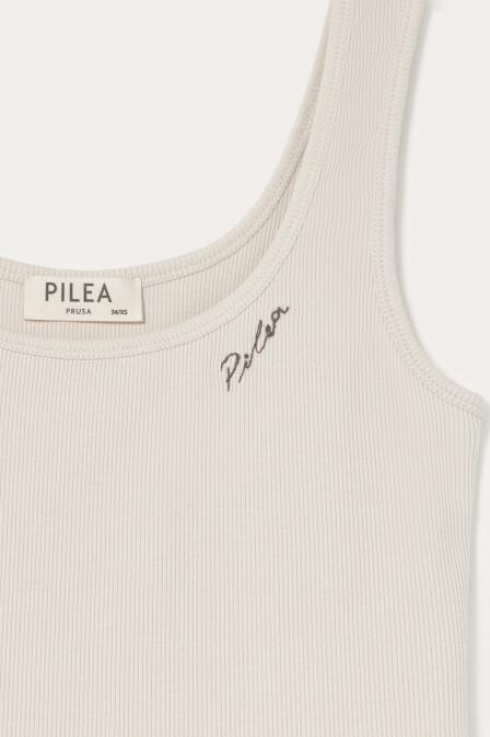 Ecru Embroidered Detailed Thick Strap Tank Top - 4