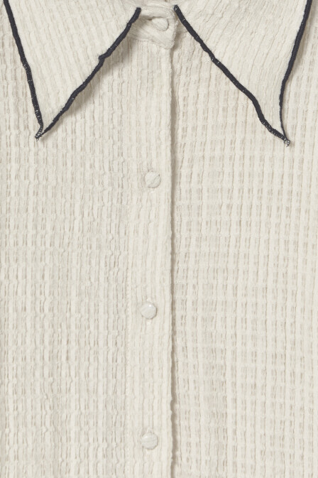 Ekru Nakışlı Gömlek - 4