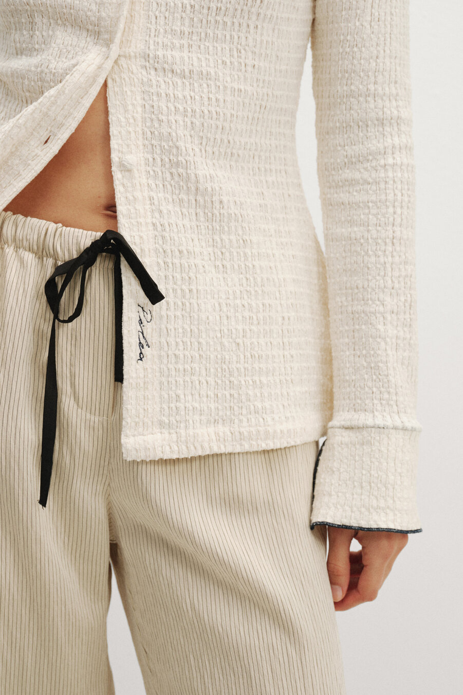 Ekru Nakışlı Gömlek - 5