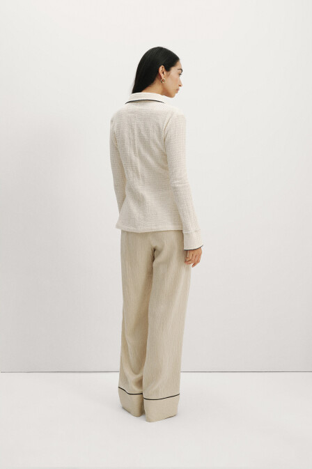 Ekru Nakışlı Gömlek - 7