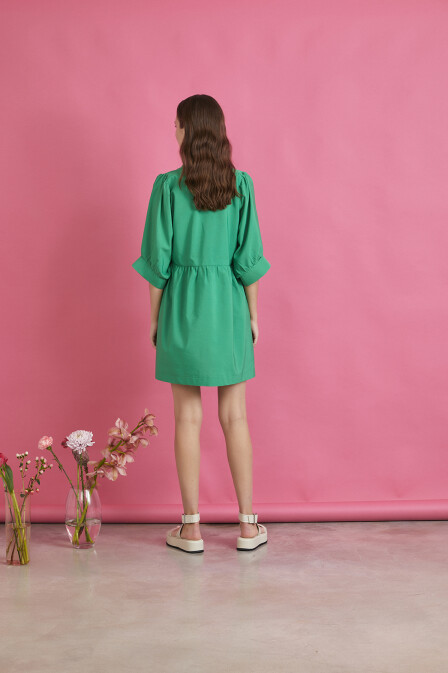 Emerald Dress with Pockets - 4