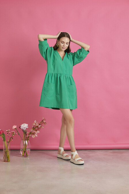 Emerald Dress with Pockets - 2