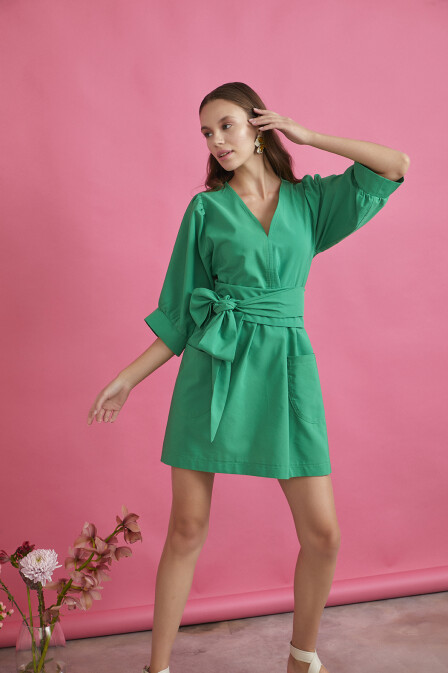 Emerald Dress with Pockets - 1