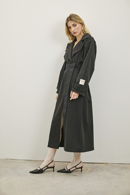 Fayette Black Trench Coat - 6