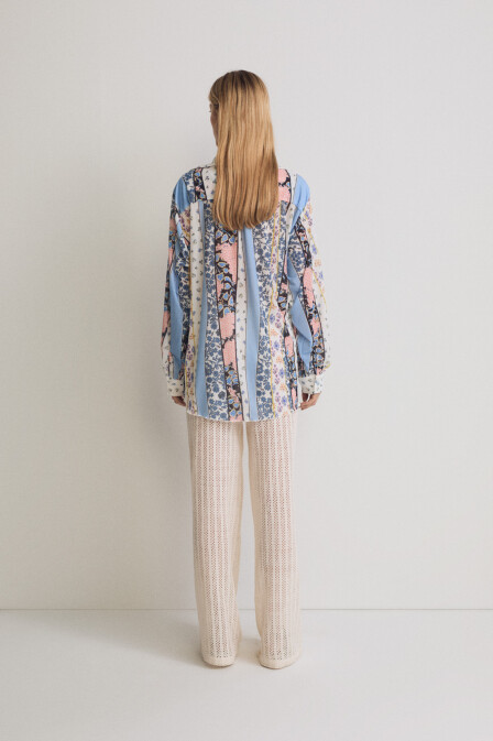 Floral Patterned Knitted Shirt - 3