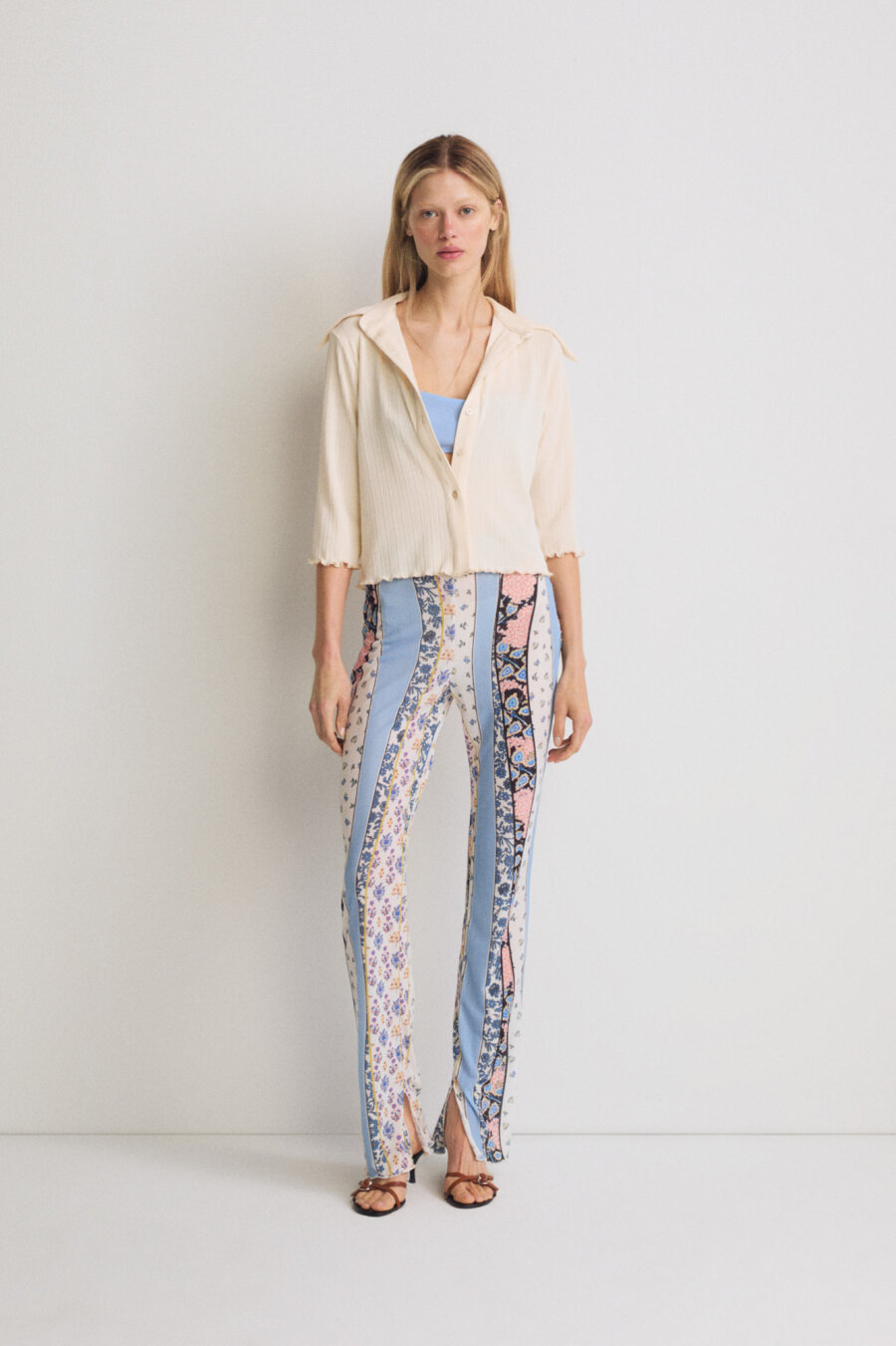 Floral Patterned Knitted Trousers - 1