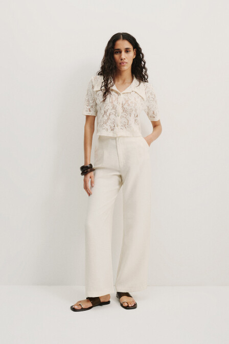 Gina Modal Ecru Pants - 1