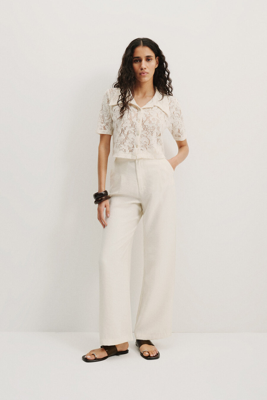 Gina Modal Ecru Pants - 1