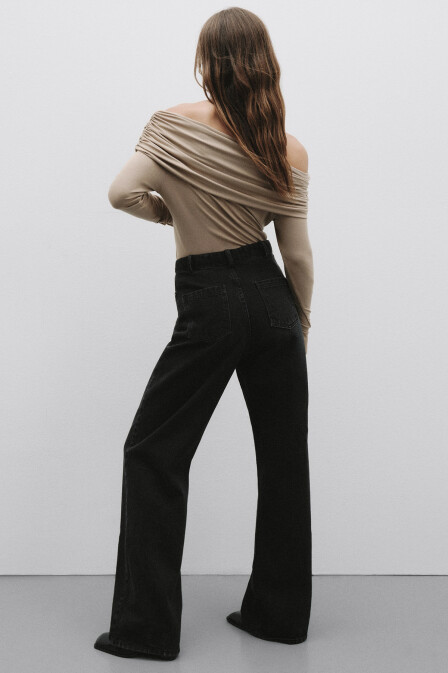 High Waist Anthracite Denim Trousers - 3