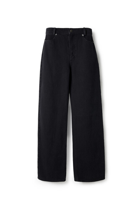 High Waist Anthracite Denim Trousers - 5