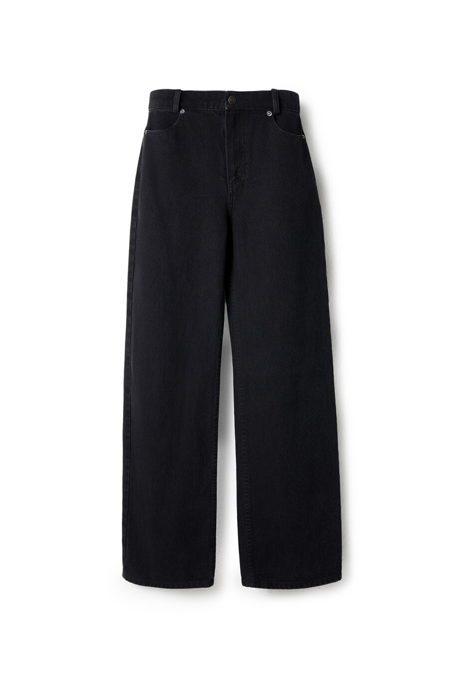 High Waist Anthracite Denim Trousers - 5
