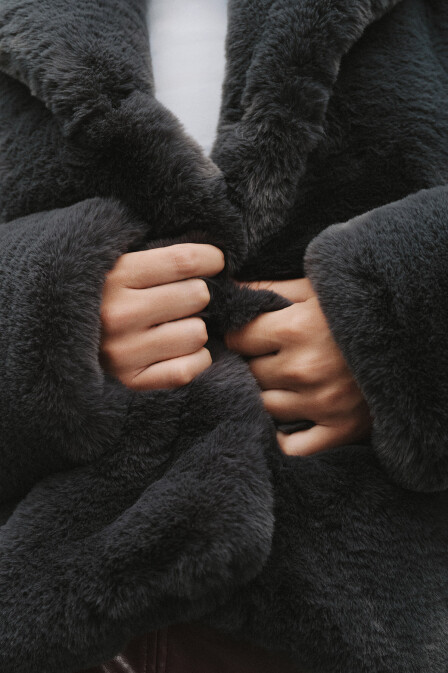 Indigo Faux Fur Jacket - 2