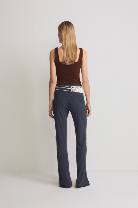 Indigo Pleated Knitted Trousers - 4