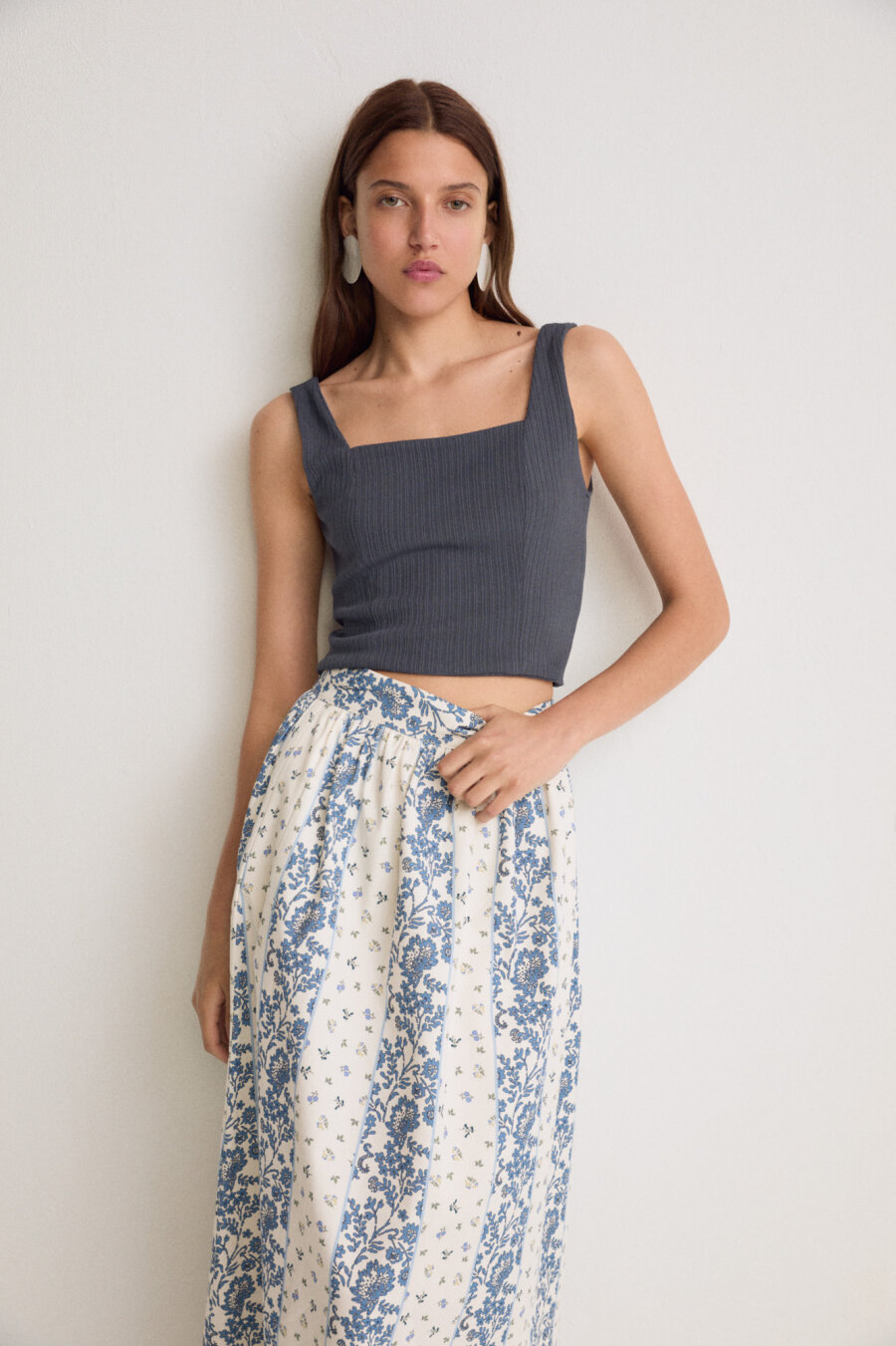 Indigo Sleeveless Crop Blouse - 1