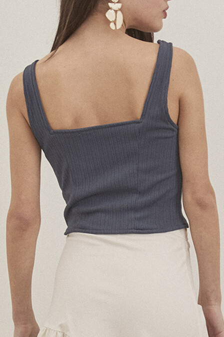 Indigo Sleeveless Crop Blouse - 4