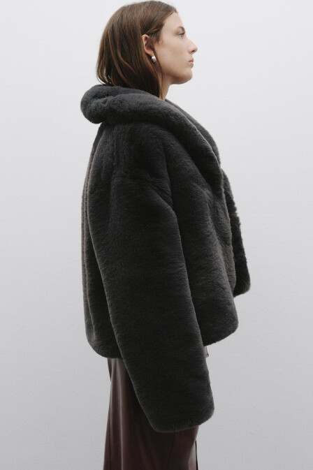 İndigo Suni Kürk Ceket - 4