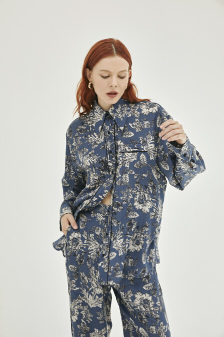 Jane Patterned Oversize Shirt - 1