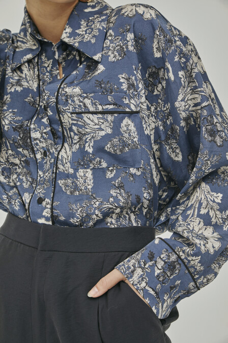 Jane Patterned Oversize Shirt - 3