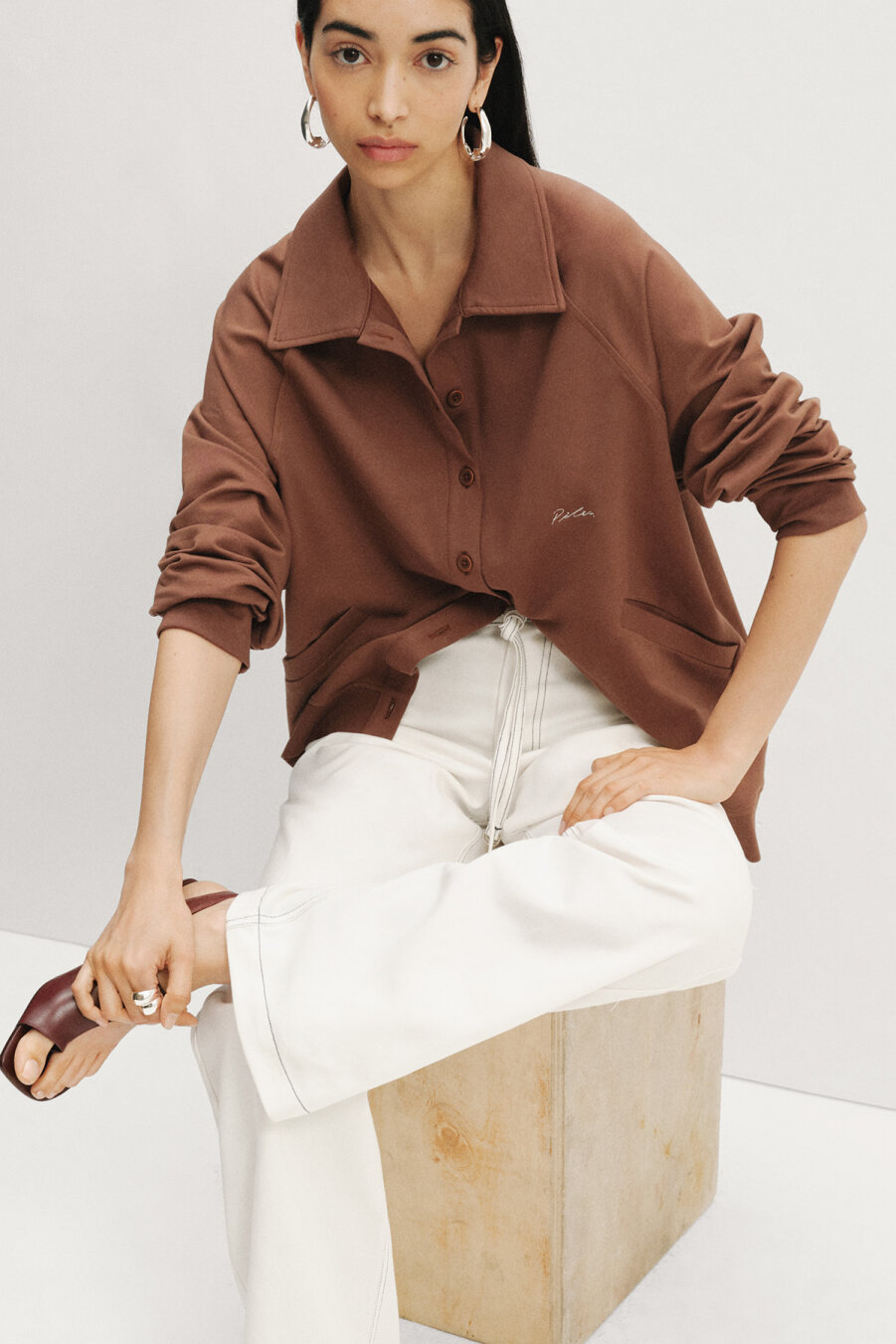 Jenny Raglan Sleeve Brown Jacket - 1