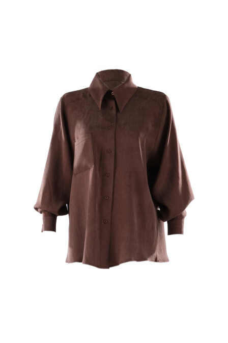 Kai Oversize Brown Shirt - 5