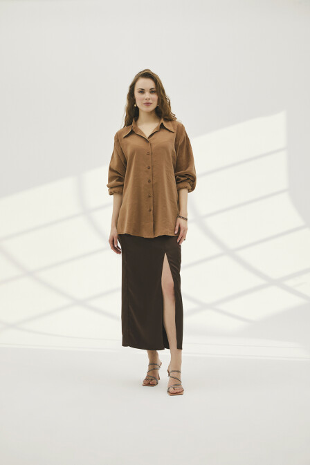 Karen Oversize Brown Shirt - 4