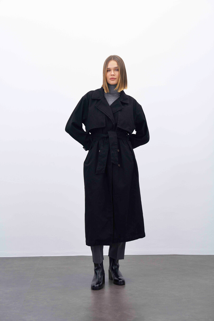 Kellie Black Denim Trench Coat - 3