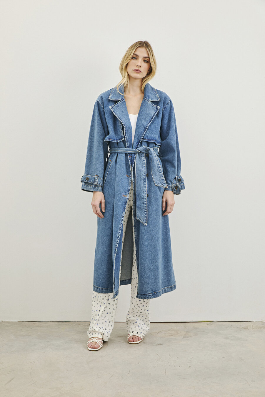 Kellie Blue Denim Trench Coat - 7