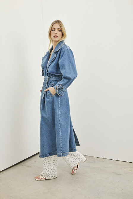 Kellie Blue Denim Trench Coat - 5