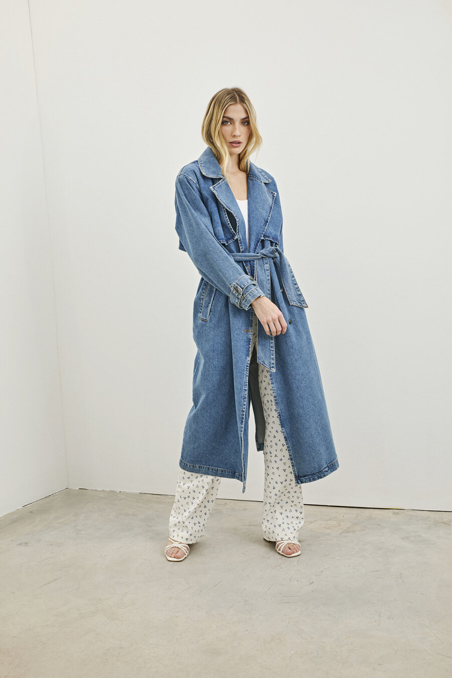 Kellie Blue Denim Trench Coat - 8