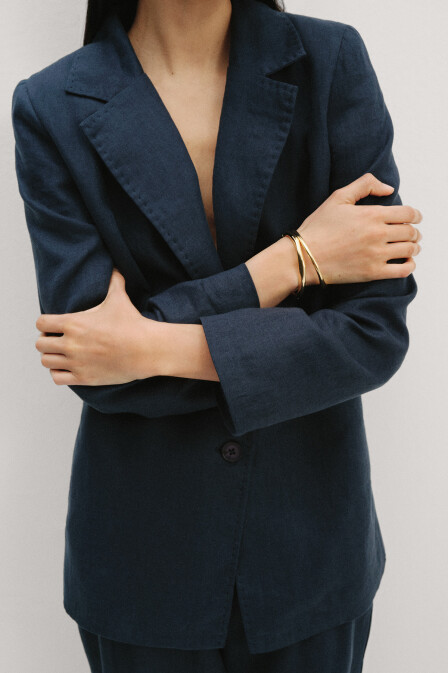 Keten Lacivert Blazer Ceket - 5