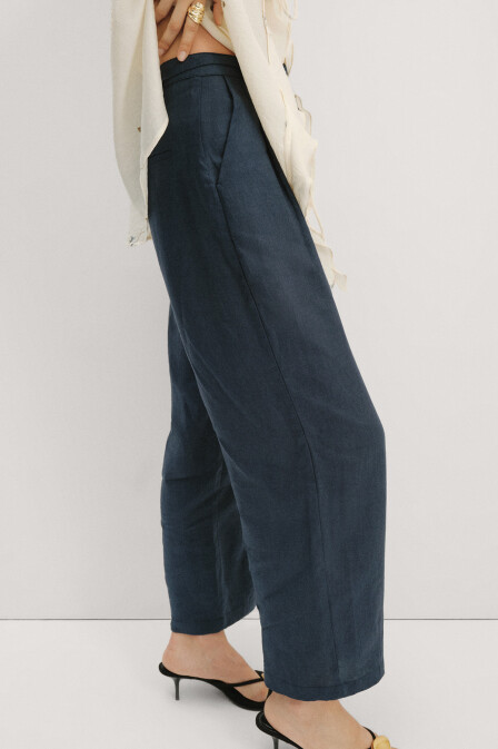 Keten Lacivert Pantolon - 7