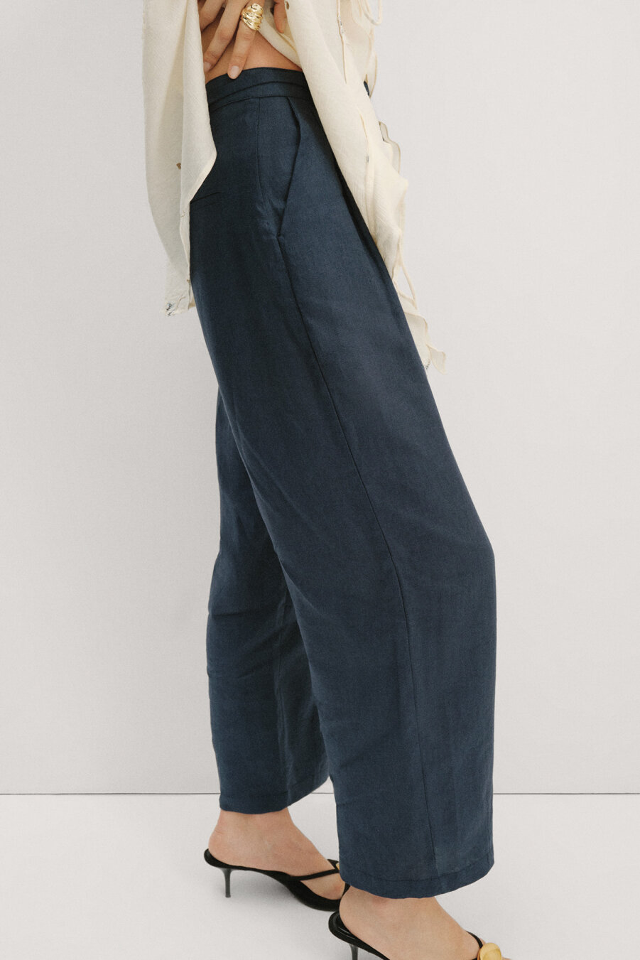 Keten Lacivert Pantolon - 7