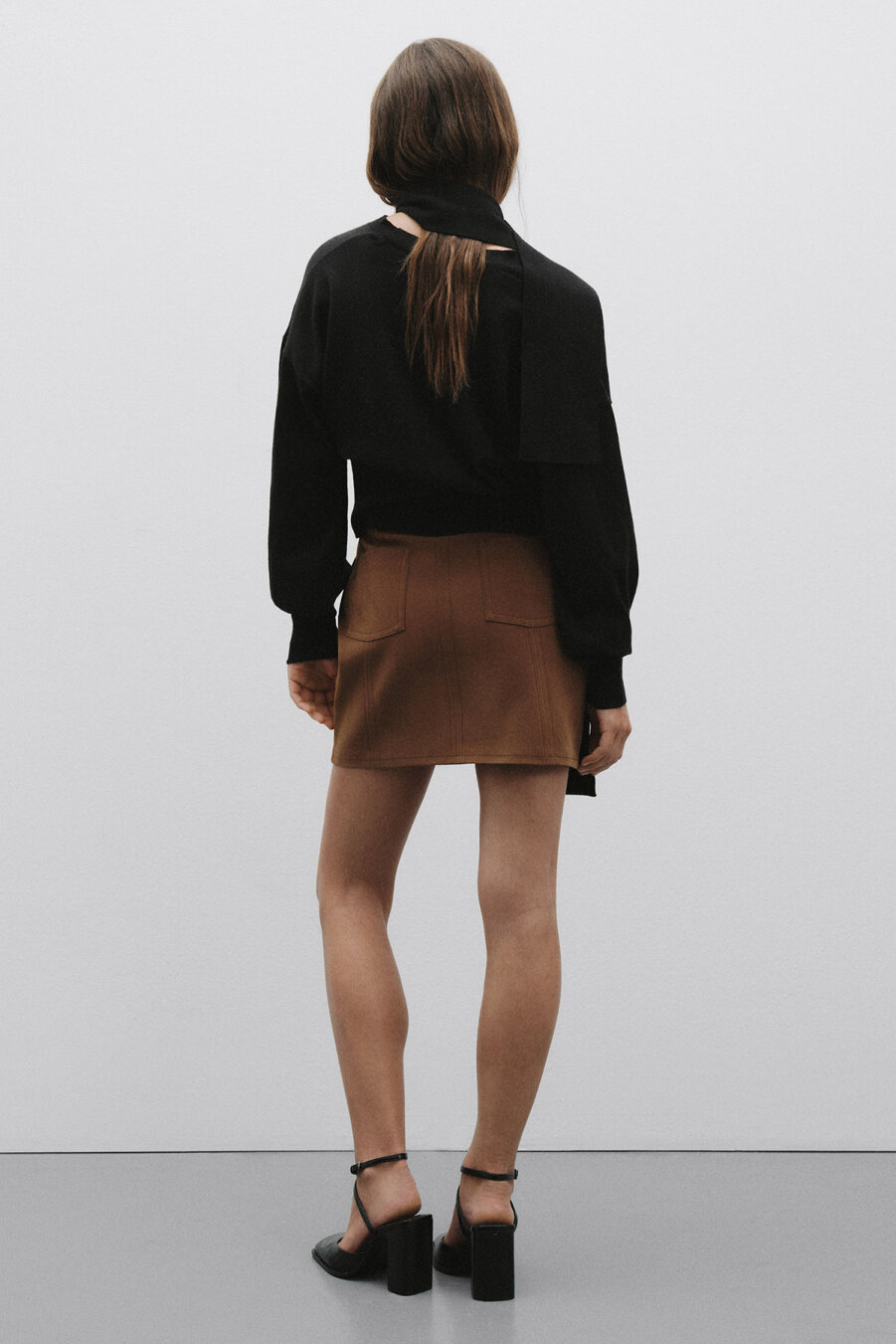 Knitted Scarf Cardigan Black - 4