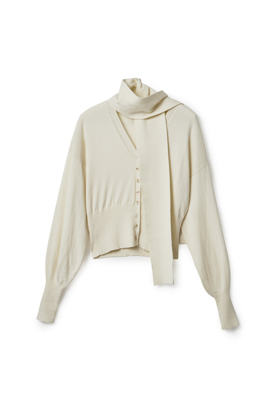 Knitted Scarf Cardigan Ecru - 5