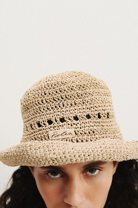 Knitted Straw Hat - 1