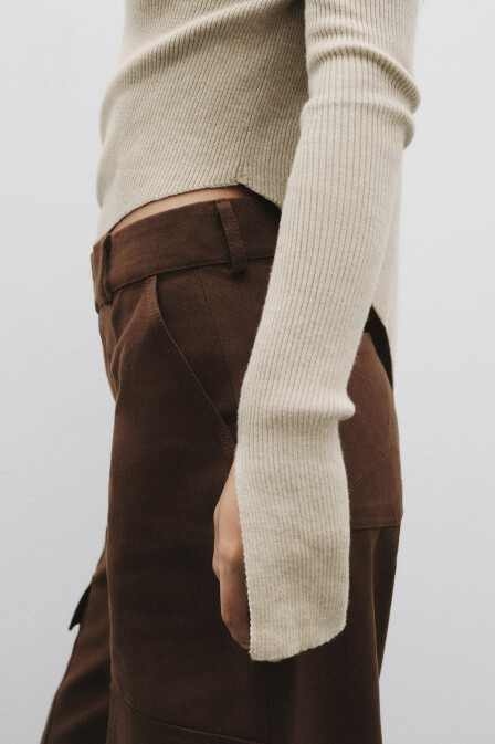 Knitwear Asymmetrical Knitted Sweater Beige - 3